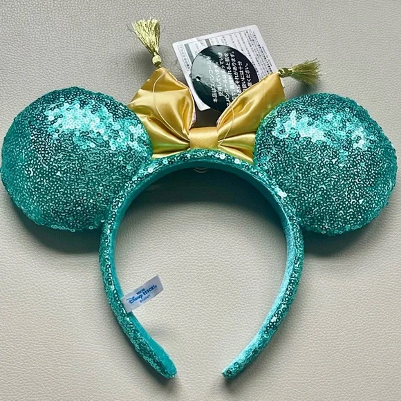 Tokyo Disney Resort Aqua Sequin, Aladdin & Jasmine themed ears. Tokyo Disney Resort Headband Ears Aladdin Princess Jasmine  main image 4